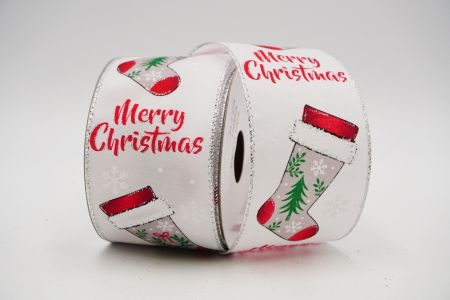 Κορδέλα με ενσύρματες κάλτσες Χριστουγέννων_KF6469G-1_Λευκό